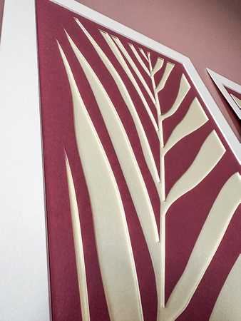 Warstwowy tryptyk z elementami florystycznymi 3x30x45