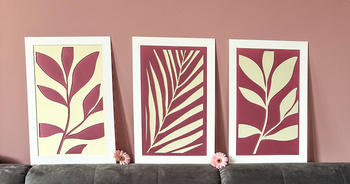 Warstwowy tryptyk z elementami florystycznymi 3x30x45